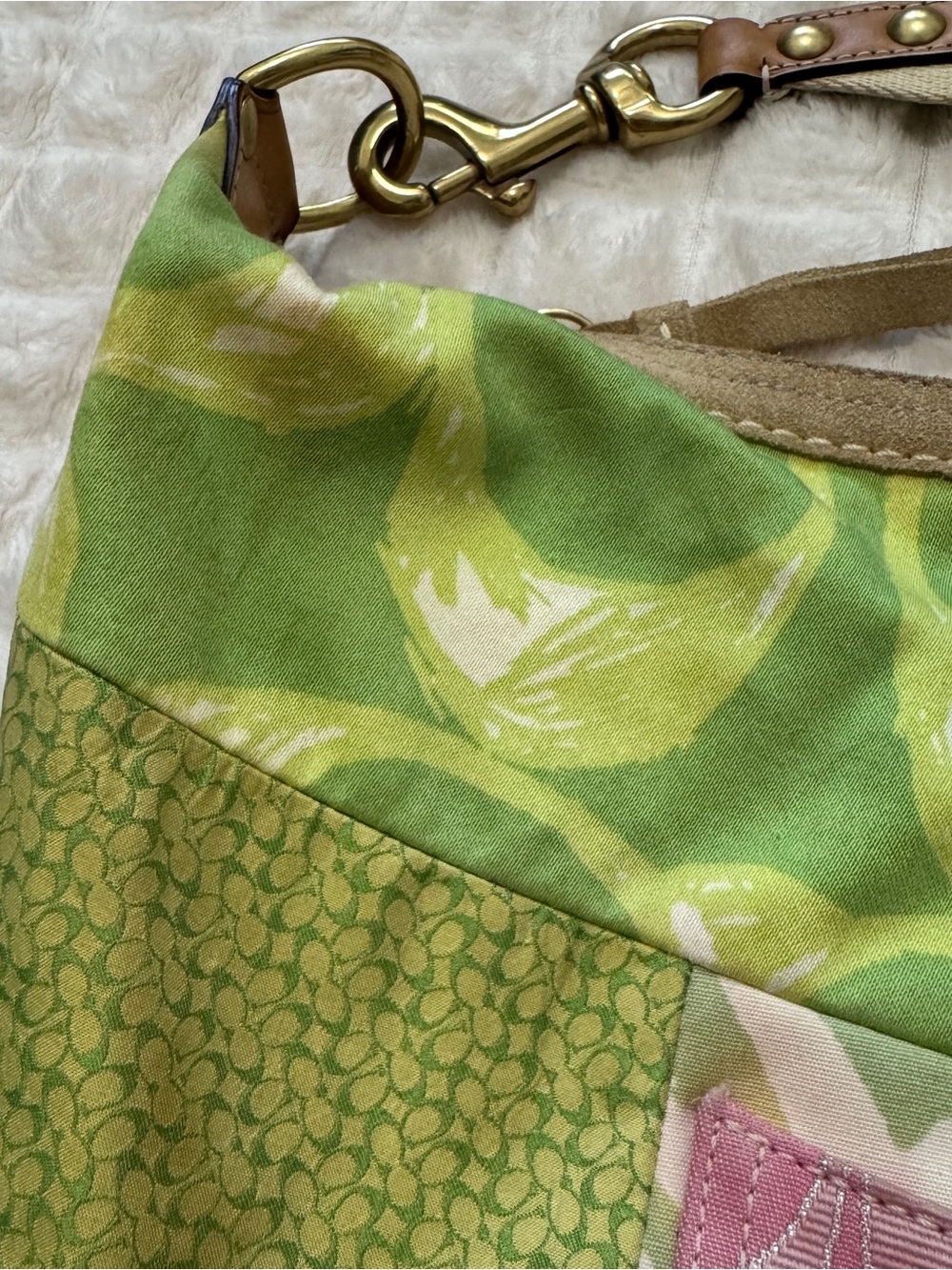 Coach Y2K 90’s Patchwork Shoulder Bag ~ Signature Print Crescent Hobo Vintage - Picture 6 of 12